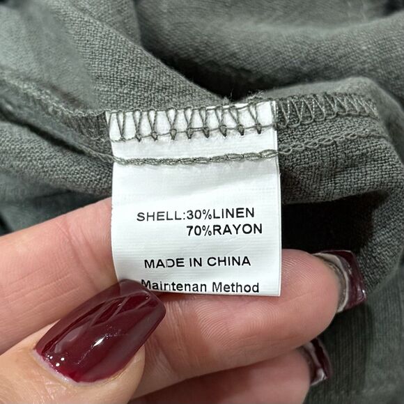 Anrabess Linen Blend Loose High Waist Wide Leg Crop Pants Women Size Medium - Picture 5 of 8